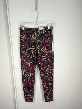 DKNY Sport High Waisted 7/8 Length Tights Nwt Size Medium Tropical Print